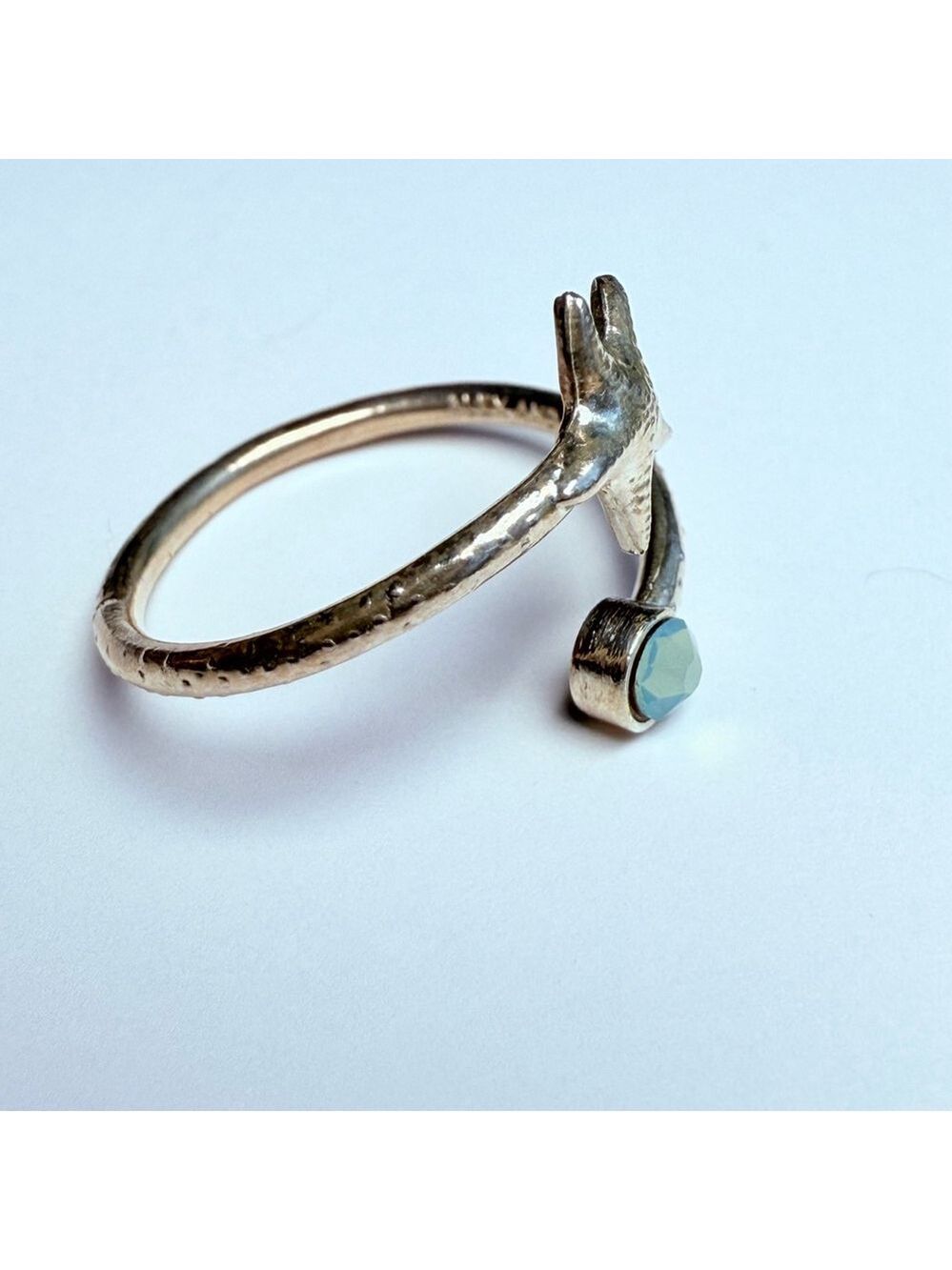 Alex & Ani Sterling Silver Aqua Swarovski Crystal Starfish Adjustable Wrap Ring - Picture 2 of 9